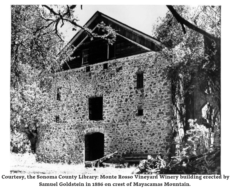 Historical photo of the Monte Rosso Vineyard Winery building built in 1886