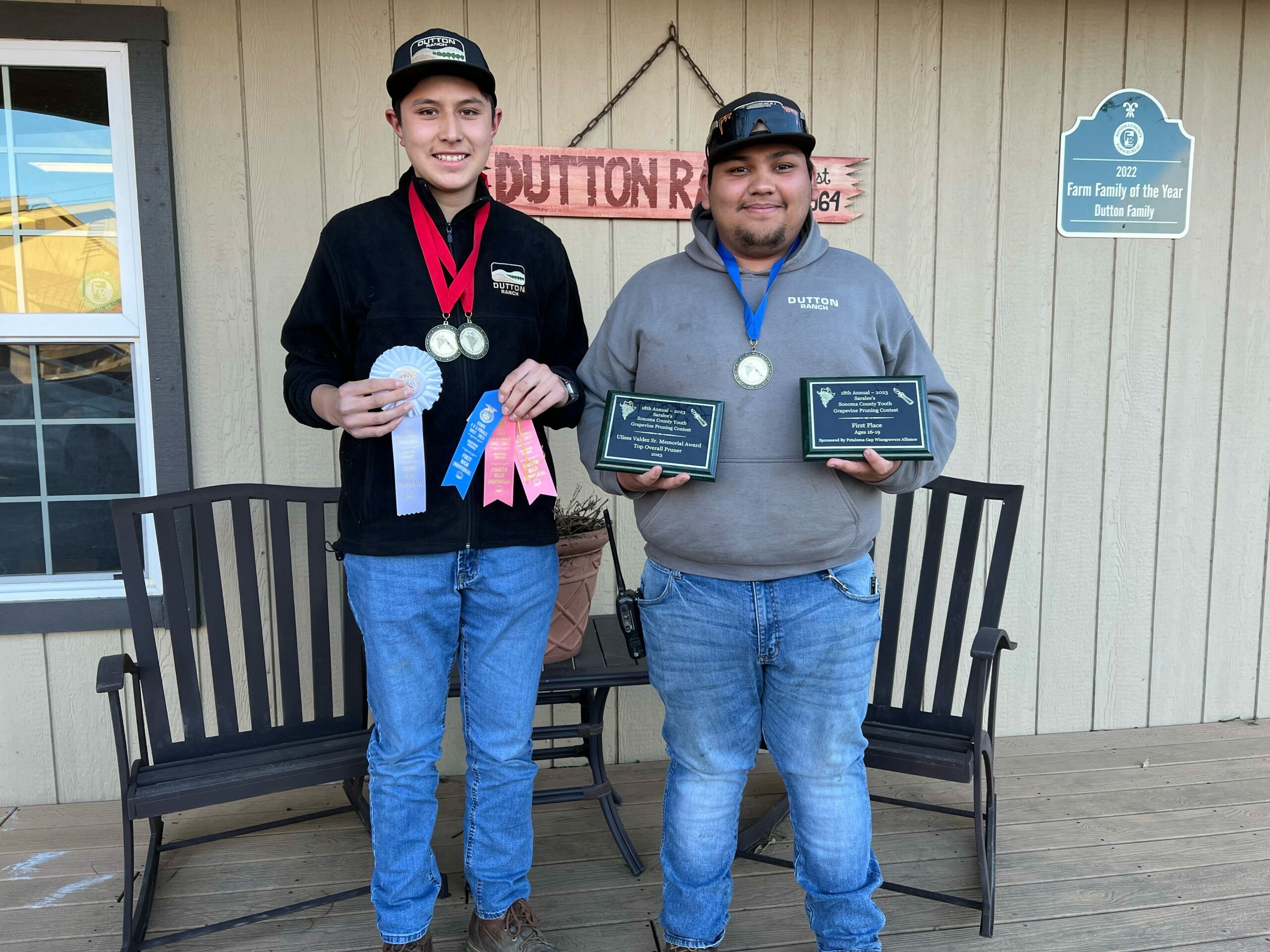 Young future farmers holding awards
