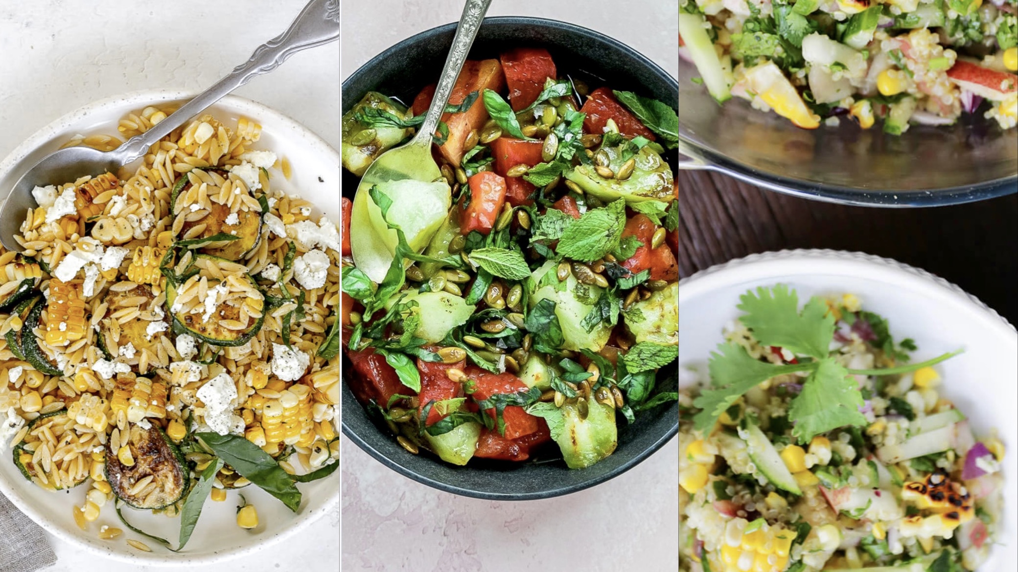 Trio of grilled summer salads