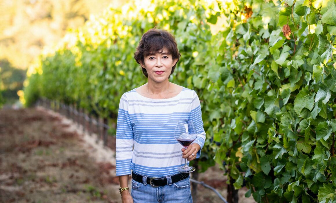 Akiko in the vineyard