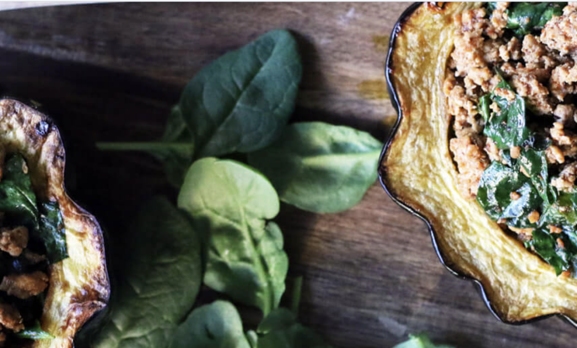 Stuffed acorn squash halves